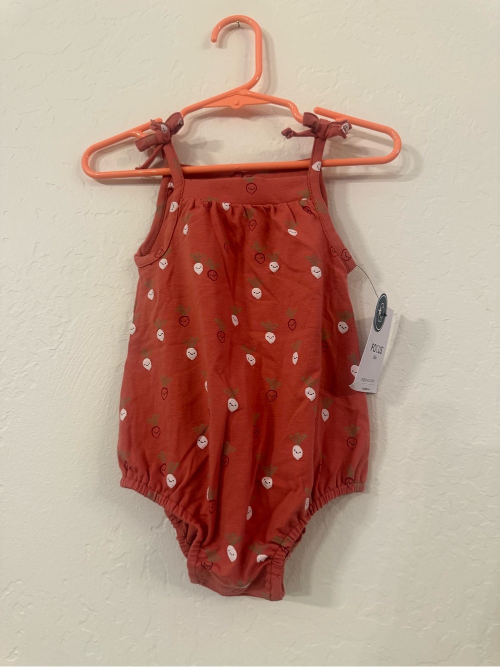 Baby Girl Red Tie-Shoulder One-Piece Bodysuit